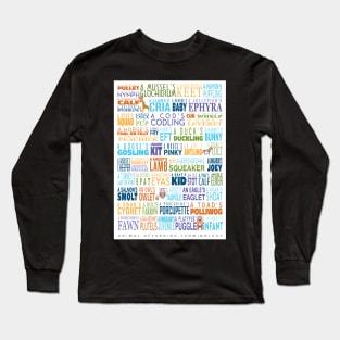 Animal Offspring Terminology - Animal Baby Names - Funky Font Edition Long Sleeve T-Shirt